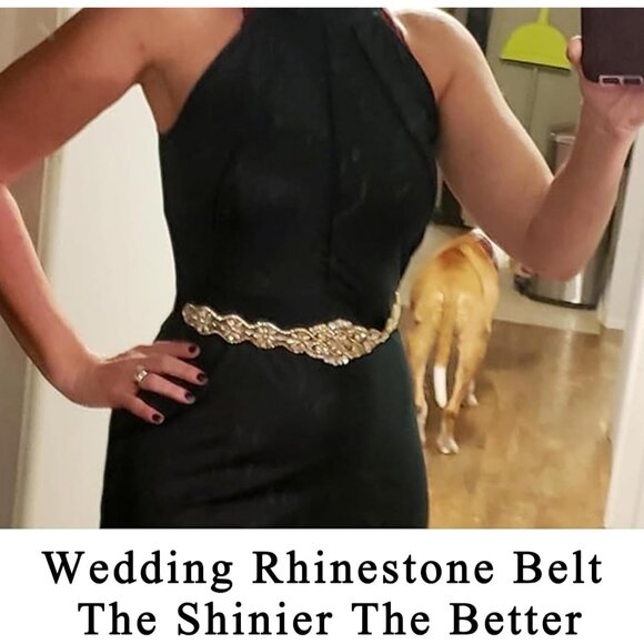 Bridal Crystal Pearl Wedding Sash Bead Trim Women Gowns Sash - Picture 6 of 7